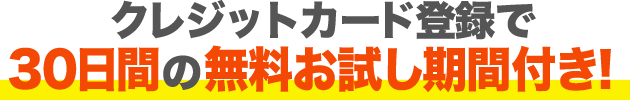 クレジットカード登録で2週間のお試し期間付き!