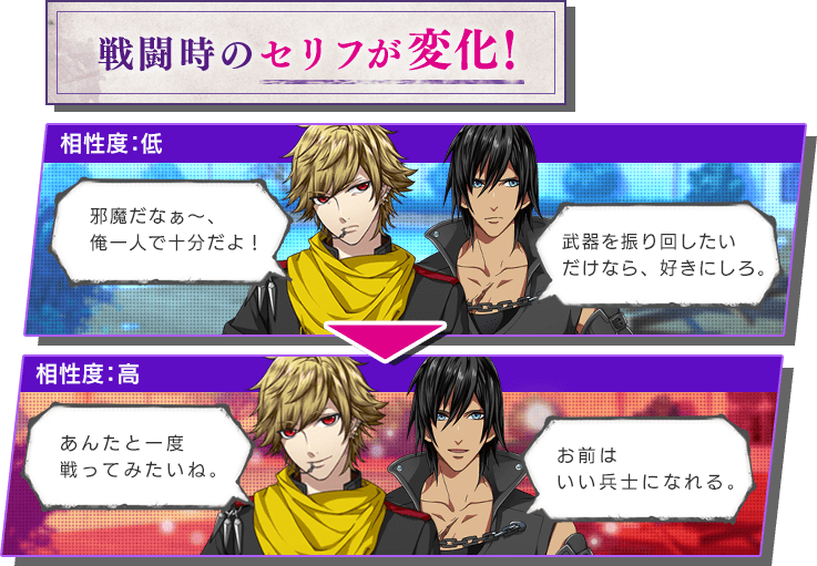 戦闘時のセリフが変化！